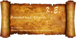 Kenderesi Ervin névjegykártya