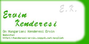 ervin kenderesi business card